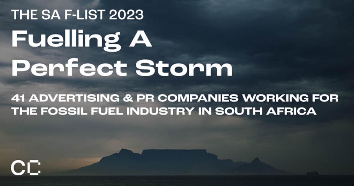 Clean Creatives publishes the F-List, naming 41 South African agencies and PR companies using their talents for fossil fuel companies